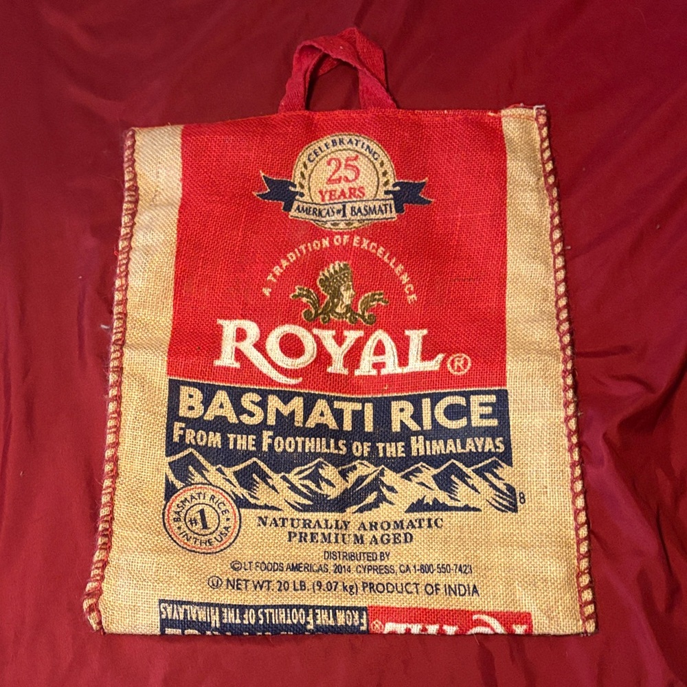 Handmade Upcycled Rice Bag Burlap Tote
